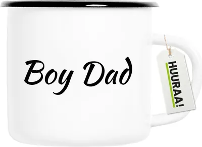 Produktbild von Huuraa Emaille Tasse Boy Dad Schriftzug 300ml Vintage Campingbecher Geschenkidee