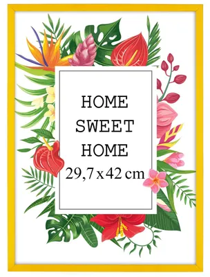 Obrázok produktu pre Rámček na fotky MG Design, žltý, formát A3 (29,7 x 42 cm) – vyrobený z prírodného dreva s akrylátovým sklom, určený na zavesenie aj na postavenie, vhodný na fotografie, plagáty a puzzle
