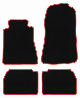 Image de Tapis de sol en moquette pour Mercedes C 190 W201 1982-1993 (berline) – jeu 4 pièces, noir/rouge, sur mesure – Wielganizator CARLUX