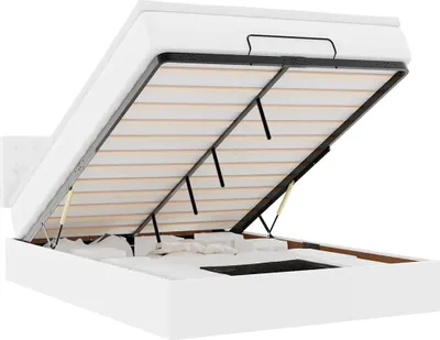 Image de vidaXL Ottoman-lit avec matelas & LEDs blanc pur 140x190cm similicuir