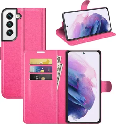 Productafbeelding van König Design hoesje, compatibel met Samsung Galaxy S22 5G, kunstleren telefoonhoesje - telefoonhoesje, roze