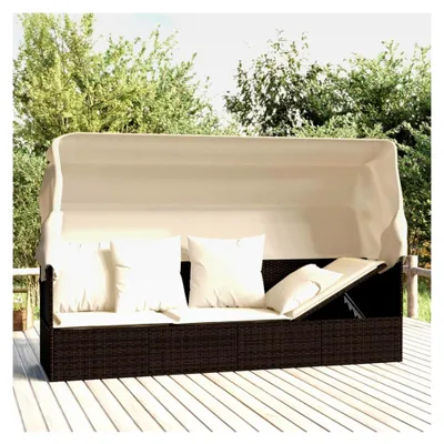 Produktbild von Gartensofa mit Sonnendach aus Rattan für Balkon und Garten