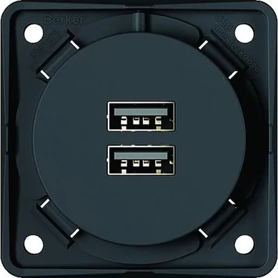 Produktbild von Berker USB Ladesteckdose 2-fach 230 V 3A anthrazit matt 926102505