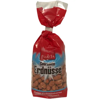 Produktbild von Bodeta gebrannte Erdnüsse Erdnusskerne knackig dragiert 6er Pack (6x175g Packung) + usy Block