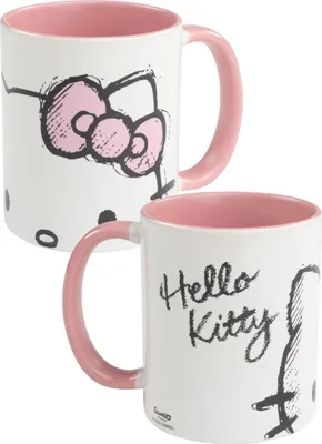 Produktbild von Hello Kitty Tasse - Kaffeetasse Becher Kaffeebecher aus Keramik 320 ml Rosa/Weiß