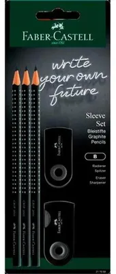 Produktbild von Faber-Castell 217086, B, Schwarz, Dreieckig, Kunst, Grafische Zeichnung, Hobby, Büro, Schule, Technical drawing, Sichtverpackung, 5 Stück(e)