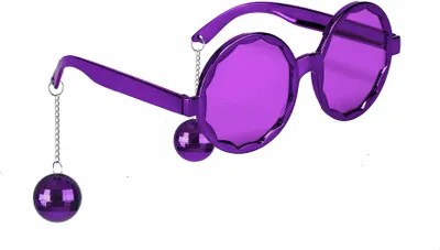 Immagine prodotto di Occhiali divertenti a forma di palla da discoteca viola - Taglia unica