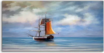 Produktbild von Coloray Glasbild 140x70  Wandbild Glasbilder Kunst Schiff Meer Landschaft Gemälde