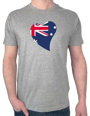 Produktbild von Huuraa Herren T-Shirt Australien Flagge Herz XL Sport Grey Bio Baumwolle Fairtrade Herrenshirt Geschenkidee