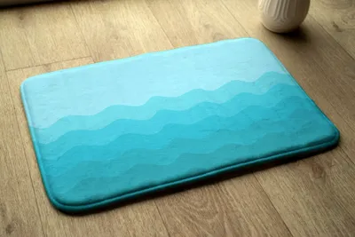 Produktbild von Badteppich Saugfähige - Badezimmer Teppich - Rutschfester Badvorleger Badematte - 90x60 cm - Geometrische Wellen