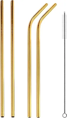 Produktbild von Edelstahl Strohhalme 4er Pack, Farbe:Gold