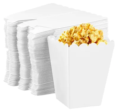 Produktbild von 100 kleine Popcorntüten aus Papier, weiße Partytüten für Snacks