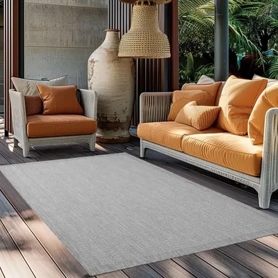 Produktbild von TapisTrend Outdoor- und Terrassenteppiche Grau 280x370 cm Teppich, aus Polypropylen, für Küche und Balkon, UV-beständig
