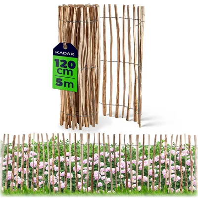 Produktbild von KADAX Zaun aus Hasel "Karo", witterungsbeständige Staketen, Naturprodukt, abstand 4-6cm, 120cm