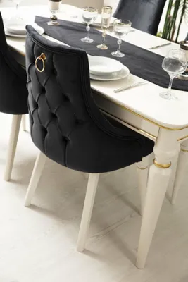 Immagine prodotto di Sedia nera moderna di design Sedia di legno da pranzo Sedia in legno