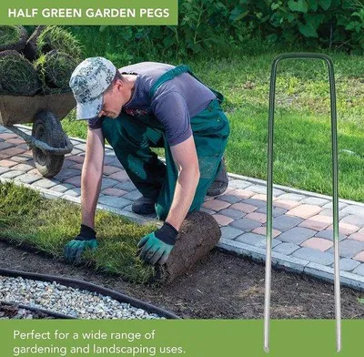 Produktbild von Famanu Gartenhaken 40 Stück - 30 x 150 mm, grüne Gartenpins für Unkrautmatten und mehr