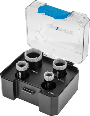 Zdjęcie produktu dla GRAPHITE Zestaw 4-częściowy wierteł diamentowych do płytek na sucho M14 ø 18 mm, 22 mm, 27 mm, 35 mm
