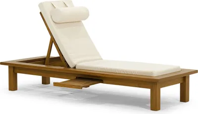 Produktbild von Moderner Dunkelbrauner Liegestuhl Holzgestell Chaiselongue