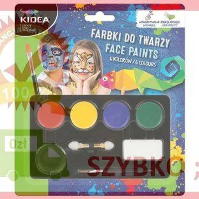 Obrázek produktu pro Barvy na malování na obličej, 6 barev x 3,4 g, KIDEA – DERFORM