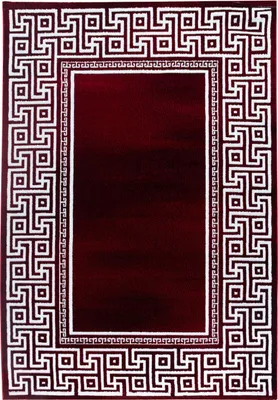 Produktbild von Villa Möbel Pararo moderner Wohnzimmer-Teppich, Designteppich, Mäander-Design, Farbe:Rot, Grösse:120x170 cm