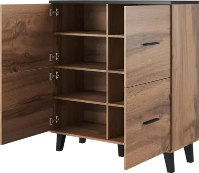 Obrázok produktu pre Štvorčlánková komoda LOTTA 110 v prevedení Wotan a matná čierna
