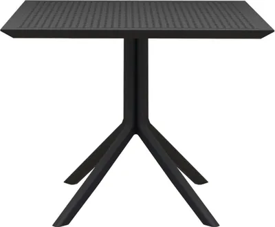 Image de Table 80x80cm - Table Bisto - Polypropylène résistant aux intempéries, résistant aux UV | Couleur : Noir