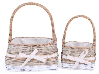 Imagen del producto de Cesta de mimbre trenzada, con asa, dimensiones 26x26x15/36 cm
