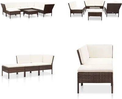 Produktbild von vidaXL 8 tlg. Garten Lounge Set mit Auflagen Poly Rattan Braun - Garten-Lounge-Set - Garten-Lounge-Sets - Gartensofa - Gartensofas