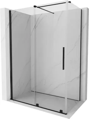 Produktbild von Mexen Velar ausziehbare Duschabtrennung 160 x 80 cm, transparent, Schwarz - 871-160-080-01-70