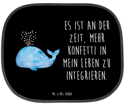 Produktbild von Mr. & Mrs. Panda Sonnenblende Auto Wal Konfetti - Schwarz - Geschenk, Sonnenschutz für, saugnapf, Meer, Diät, Autoscheibe, Abnehmen, Neustart, Seitenscheibe, Geburtstag