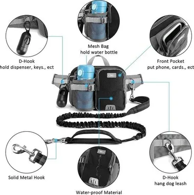 Produktbild von Famanu Handsfree Joggingleine für Hunde mit Bauchriemen - elastisch, reflektierend, 124-180 cm