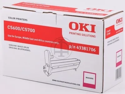 Zdjęcie produktu dla OKI 43381706, Oryginalny, C5600, C5700, 20000 stron(y), Druk laserowy, Purpurowy, Czarny, Szary