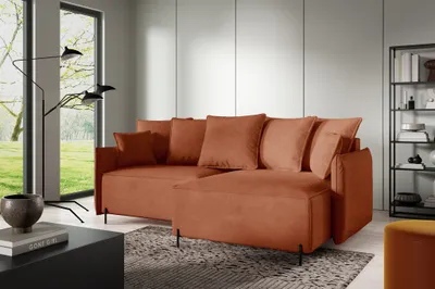 Produktbild von Ecksofa Schlafsofa BETTO Stoff Now or Never Rostbraun Ottomane Rechts