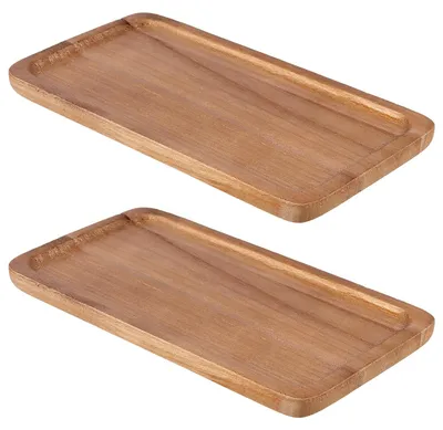 Holzserviertablett 19x10,5 cm, 2 Stück, mit Rand