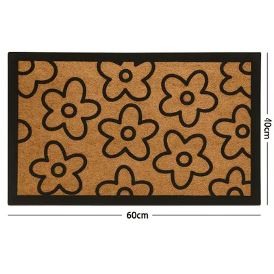 Produktbild von Türmatte Fußmatte Schmutzfangmatte Kokos Fußabtreter Außen Innen 60x40 cm Blumen