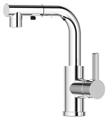 Immagine prodotto di Miscelatore da cucina estraibile con 3 tipi di getto, forma a L, girevole a 360°, cromato