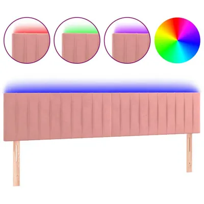 Image de vidaXL LED Tête de lit rose 180x5x78/88 cm velours