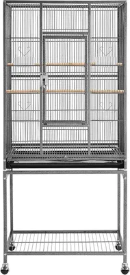 Produktbild von Vogelvoliere Vogelkäfig mit Tür Vogelhaus Vogelbauer mit Rollen 61 x 43 x 135 cm