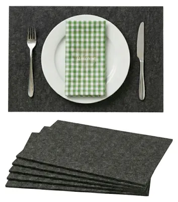 Produktbild von Platzsets Filz 45x30cm abwaschbar hitzebeständig dunkelgrau 6-teilig Tischdeko