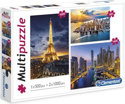Image de Kit 3 puzzles Paris/Dubaï/New York 2 x 1000 pièces et 1 x 500 pièces