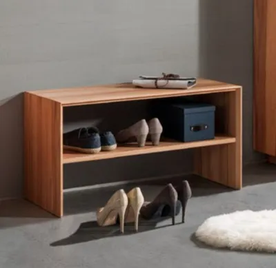 Produktbild von Schuhbank Domus 88x48 cm aus massiver Kernbuche mit 2 Fächern