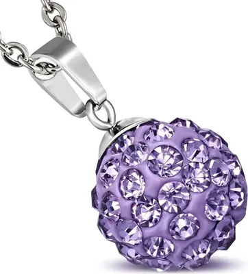 Produktbild von Damen Halskette Shamballa Anhänger Zirkonia Kristalle Autiga® silber-helllila