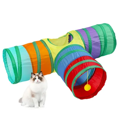 Produktbild von Katzenspielzeug Katzentunnel, Katzenspielzeug Hundespielzeug Spieltunnel  Petplay Tunnel Tube für KätzchenRegenbogen