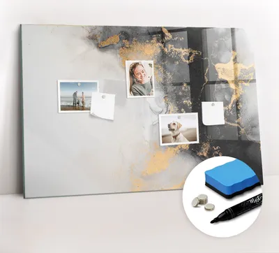Produktbild von Magnetpinnwand Memoboard - Zubehörsatz - Schwarzer Marker + Schwamm + Magnete - 90 x 60 cm - Marmorkunst