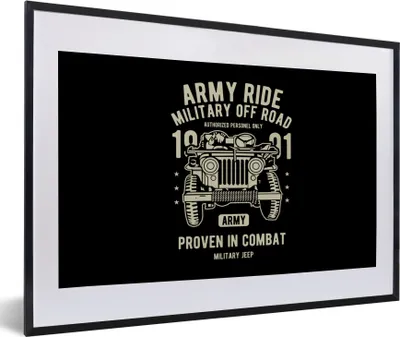 Produktbild von MuchoWow® MuchoWow® Gerahmtes Poster Mancave - Armee - Auto - Oldtimer 60x40 cm - Poster mit zchwarzem Bilderrahmen - Schlafzimmer - Plakat in Rahmen - Drucken