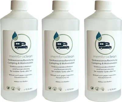 Produktbild von 3x 0,5 Liter membraclean Trinkwasseraufbereitung Camping & Wohnmobile Sparset