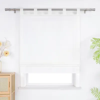 Produktbild von Joyswahl Raffrollo mit Schlaufen Modern Raffgardinen Fensterrollo Halbtransparent Rollo Küche Wohnzimmer Uni Weiß HxB: 140x120cm 1 Stück