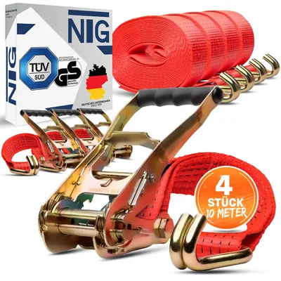 Produktbild von Spanngurt Zurrgurte 10m 4 Stück Set 10 Meter 5t ( 2500 / 5000 daN KG) 50mm
