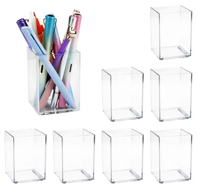 Produktbild von 8-teiliges Acryl-Stiftehalter-Set, transparente Pinselhalter, Bleistifthalter, Schreibtisch-Organizer, Make-up-Pinselhalter