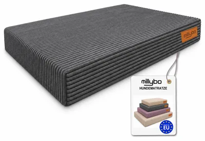 Produktbild von Hundematratze aus Cord mit abnehmbarem Bezug S-XL Hundebett Dunkelgrau S: 50 x 65 x 10 cm